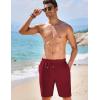 imageCOOFANDY Mens Casual Shorts Elastic Waist Drawstring Textured Summer Beach ShortWine