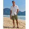 imageCOOFANDY Mens Casual Summer Beach Linen Shorts 9 Inch Lightweight Drawstring Elastic Waist Shorts with PocketsArmy Green