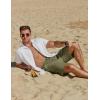 imageCOOFANDY Mens Casual Summer Beach Linen Shorts 9 Inch Lightweight Drawstring Elastic Waist Shorts with PocketsArmy Green