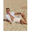 imageCOOFANDY Mens Casual Summer Beach Linen Shorts 9 Inch Lightweight Drawstring Elastic Waist Shorts with PocketsBeige