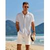 imageCOOFANDY Mens Casual Summer Beach Linen Shorts 9 Inch Lightweight Drawstring Elastic Waist Shorts with PocketsBeige