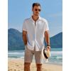 imageCOOFANDY Mens Casual Summer Beach Linen Shorts 9 Inch Lightweight Drawstring Elastic Waist Shorts with PocketsBrown