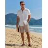 imageCOOFANDY Mens Casual Summer Beach Linen Shorts 9 Inch Lightweight Drawstring Elastic Waist Shorts with PocketsBrown