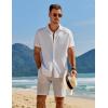 imageCOOFANDY Mens Casual Summer Beach Linen Shorts 9 Inch Lightweight Drawstring Elastic Waist Shorts with PocketsKhaki