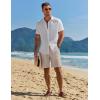 imageCOOFANDY Mens Casual Summer Beach Linen Shorts 9 Inch Lightweight Drawstring Elastic Waist Shorts with PocketsKhaki