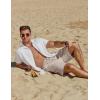 imageCOOFANDY Mens Casual Summer Beach Linen Shorts 9 Inch Lightweight Drawstring Elastic Waist Shorts with PocketsKhaki