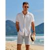 imageCOOFANDY Mens Casual Summer Beach Linen Shorts 9 Inch Lightweight Drawstring Elastic Waist Shorts with PocketsLight Grey