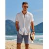 imageCOOFANDY Mens Casual Summer Beach Linen Shorts 9 Inch Lightweight Drawstring Elastic Waist Shorts with PocketsNavy Blue