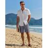 imageCOOFANDY Mens Casual Summer Beach Linen Shorts 9 Inch Lightweight Drawstring Elastic Waist Shorts with PocketsNavy Blue