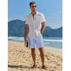 imageCOOFANDY Mens Casual Summer Beach Linen Shorts 9 Inch Lightweight Drawstring Elastic Waist Shorts with PocketsSky Blue