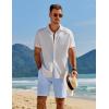 imageCOOFANDY Mens Casual Summer Beach Linen Shorts 9 Inch Lightweight Drawstring Elastic Waist Shorts with PocketsSky Blue