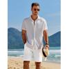 imageCOOFANDY Mens Casual Summer Beach Linen Shorts 9 Inch Lightweight Drawstring Elastic Waist Shorts with PocketsWhite