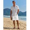 imageCOOFANDY Mens Casual Summer Beach Linen Shorts 9 Inch Lightweight Drawstring Elastic Waist Shorts with PocketsWhite