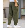 imageCOOFANDY Mens Corduroy Pants Elastic Waist Drawstring Harem Pants Fashion Loose Casual Long Trousers with 4 PocketsArmy Green