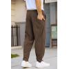 imageCOOFANDY Mens Corduroy Pants Elastic Waist Drawstring Harem Pants Fashion Loose Casual Long Trousers with 4 PocketsDark Brown