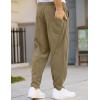 imageCOOFANDY Mens Corduroy Pants Elastic Waist Drawstring Harem Pants Fashion Loose Casual Long Trousers with 4 PocketsDark Khaki