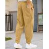 imageCOOFANDY Mens Corduroy Pants Elastic Waist Drawstring Harem Pants Fashion Loose Casual Long Trousers with 4 PocketsGinger Yellow