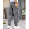 imageCOOFANDY Mens Corduroy Pants Elastic Waist Drawstring Harem Pants Fashion Loose Casual Long Trousers with 4 PocketsGrey