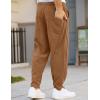 imageCOOFANDY Mens Corduroy Pants Elastic Waist Drawstring Harem Pants Fashion Loose Casual Long Trousers with 4 PocketsLight Brown