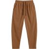 imageCOOFANDY Mens Corduroy Pants Elastic Waist Drawstring Harem Pants Fashion Loose Casual Long Trousers with 4 PocketsLight Brown