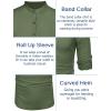 imageCOOFANDY Mens Cotton Linen Henley Shirt Casual Beach Hippie Shirts Long Sleeve TShirtsArmy Green