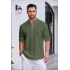imageCOOFANDY Mens Cotton Linen Henley Shirt Casual Beach Hippie Shirts Long Sleeve TShirtsArmy Green