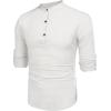 imageCOOFANDY Mens Cotton Linen Henley Shirt Casual Beach Hippie Shirts Long Sleeve TShirtsAwhite