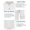 imageCOOFANDY Mens Cotton Linen Henley Shirt Casual Beach Hippie Shirts Long Sleeve TShirtsAwhite