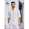 imageCOOFANDY Mens Cotton Linen Henley Shirt Casual Beach Hippie Shirts Long Sleeve TShirtsAwhite