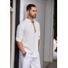 imageCOOFANDY Mens Cotton Linen Henley Shirt Casual Beach Hippie Shirts Long Sleeve TShirtsAwhite