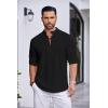 imageCOOFANDY Mens Cotton Linen Henley Shirt Casual Beach Hippie Shirts Long Sleeve TShirtsBlack
