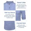 imageCOOFANDY Mens Cotton Linen Henley Shirt Casual Beach Hippie Shirts Long Sleeve TShirtsBlue White Striped