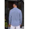 imageCOOFANDY Mens Cotton Linen Henley Shirt Casual Beach Hippie Shirts Long Sleeve TShirtsBlue White Striped