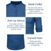 imageCOOFANDY Mens Cotton Linen Henley Shirt Casual Beach Hippie Shirts Long Sleeve TShirtsDark Blue