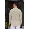 imageCOOFANDY Mens Cotton Linen Henley Shirt Casual Beach Hippie Shirts Long Sleeve TShirtsKhaki Henley