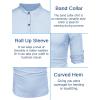 imageCOOFANDY Mens Cotton Linen Henley Shirt Casual Beach Hippie Shirts Long Sleeve TShirtsLight Blue