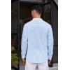 imageCOOFANDY Mens Cotton Linen Henley Shirt Casual Beach Hippie Shirts Long Sleeve TShirtsLight Blue