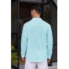 imageCOOFANDY Mens Cotton Linen Henley Shirt Casual Beach Hippie Shirts Long Sleeve TShirtsLight Blue Henley