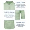 imageCOOFANDY Mens Cotton Linen Henley Shirt Casual Beach Hippie Shirts Long Sleeve TShirtsLight Green