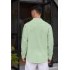 imageCOOFANDY Mens Cotton Linen Henley Shirt Casual Beach Hippie Shirts Long Sleeve TShirtsLight Green