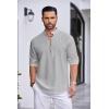 imageCOOFANDY Mens Cotton Linen Henley Shirt Casual Beach Hippie Shirts Long Sleeve TShirtsLight Grey