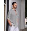 imageCOOFANDY Mens Cotton Linen Henley Shirt Casual Beach Hippie Shirts Long Sleeve TShirtsLight Grey