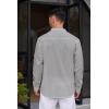 imageCOOFANDY Mens Cotton Linen Henley Shirt Casual Beach Hippie Shirts Long Sleeve TShirtsLight Grey