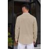 imageCOOFANDY Mens Cotton Linen Henley Shirt Casual Beach Hippie Shirts Long Sleeve TShirtsLight Khaki