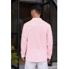 imageCOOFANDY Mens Cotton Linen Henley Shirt Casual Beach Hippie Shirts Long Sleeve TShirtsPink