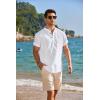 imageCOOFANDY Mens Cotton Linen Henley Shirt Short Sleeve Hippie Casual Band Collar Summer Beach TShirtsAwhite