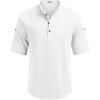 imageCOOFANDY Mens Cotton Linen Henley Shirt Short Sleeve Hippie Casual Band Collar Summer Beach TShirtsAwhite
