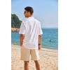 imageCOOFANDY Mens Cotton Linen Henley Shirt Short Sleeve Hippie Casual Band Collar Summer Beach TShirtsAwhite