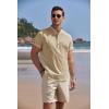 imageCOOFANDY Mens Cotton Linen Henley Shirt Short Sleeve Hippie Casual Band Collar Summer Beach TShirtsKhaki