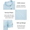 imageCOOFANDY Mens Cotton Linen Henley Shirt Short Sleeve Hippie Casual Band Collar Summer Beach TShirtsLight Blue